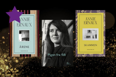 Billede med tre af Annie Ernauxs bøger