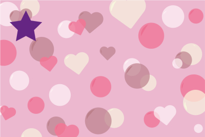 Bobler og hjerter på en lyserød baggrund