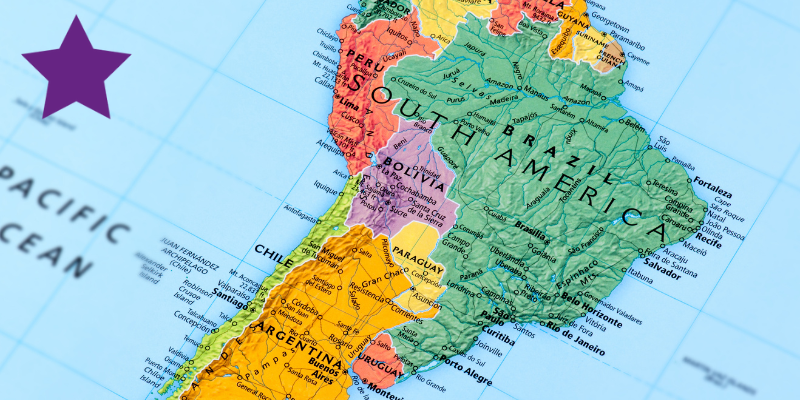 Billede af kort over Sydamerika