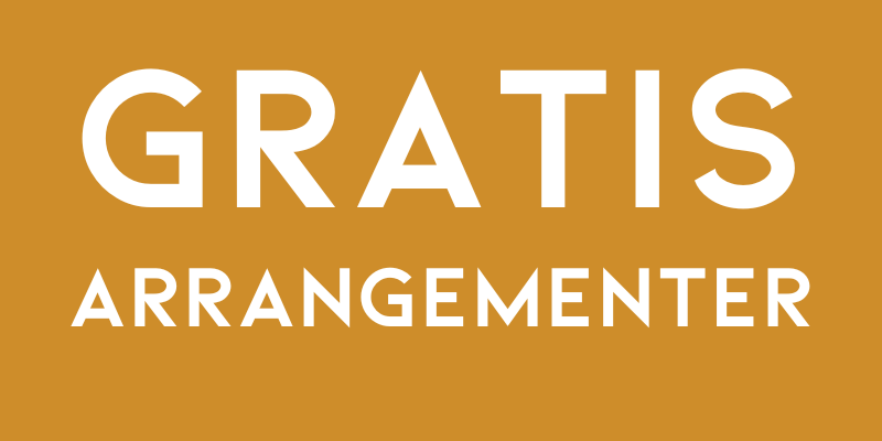 Teksten Gratis arrangementer på gul baggrund