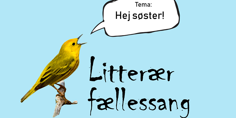 En fugl med en taleboble, hvor der står 'Tema: Hej søster!'