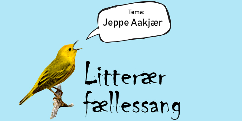 Fugl med taleboble, hvor der står Tema: Jeppe Aakjær