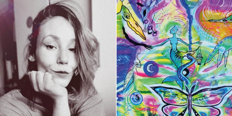 Kunstner Emma Elver Wolff Jespersen og et af hendes værker