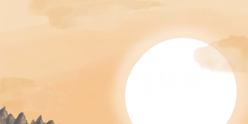 Solnedgang ved havet, illustration af Sarah Lundtoft Jensen