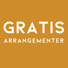 Teksten Gratis arrangementer på gul baggrund