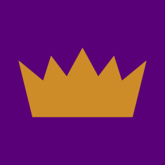 En kongekrone på lilla baggrund